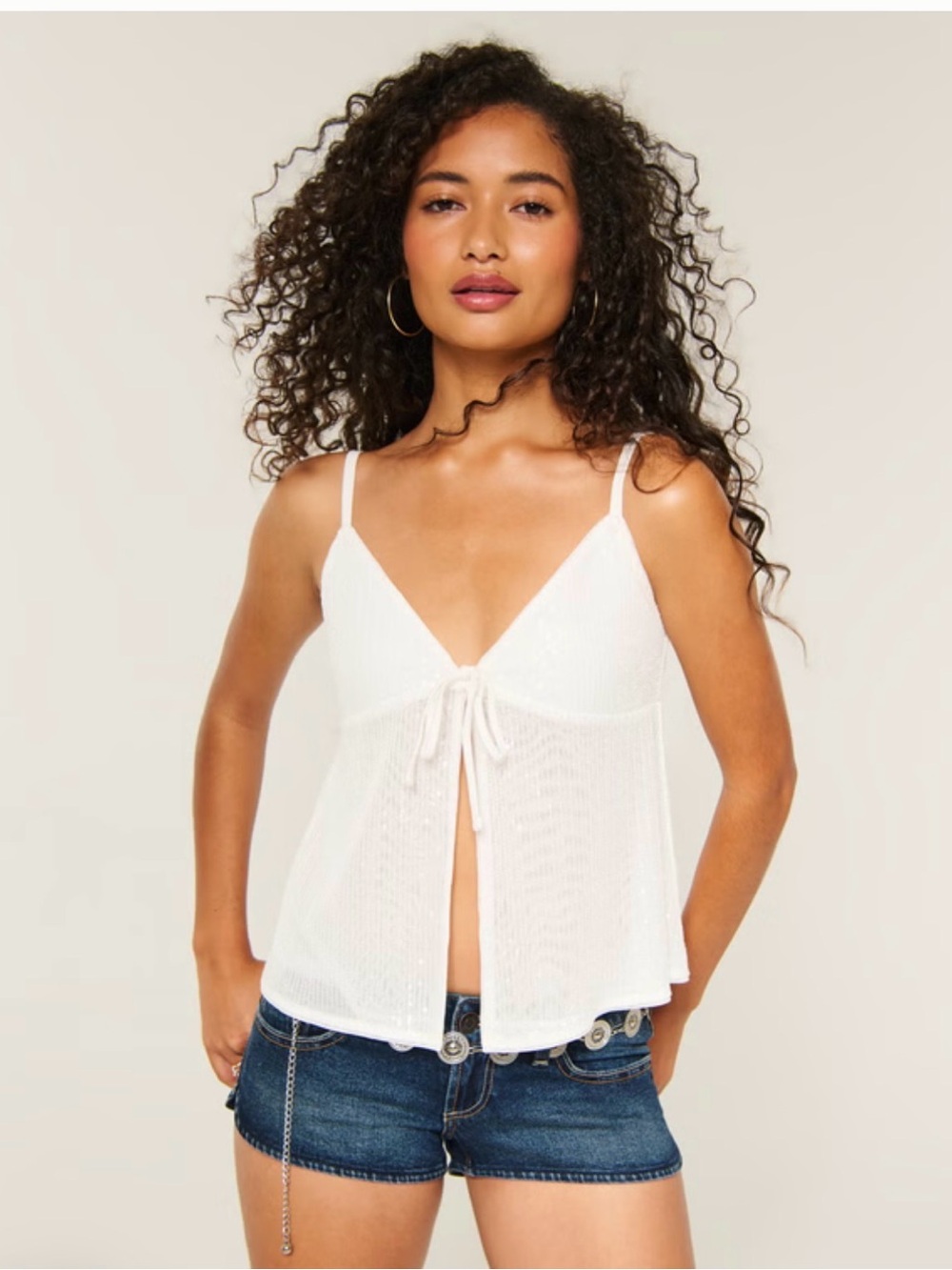 Hollister White Tie-Front Camisole